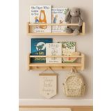 Jaju Baby 60 cm 2 Li Naturel Raf Askılık Montessori Çocuk Odası Aksesuar Dekorasyon