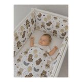 Jaju Baby 60*120 Müslin Kumaş 4 Kenar Beşik Koruma – Ayıcık Desenli Yumuşak Bebek Uyku Koruyucu 60x120