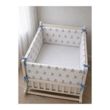 Jaju Baby 70x140 (4 Kenar) Pamuklu Mavi At Fermuarlı Beşik Kenar Koruma – Bebek Beşik Koruyucu, Alt Üst Bağcıklı 70*140