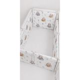 Jaju Baby Ayıcık Desenli Fermuarlı Beşik Kenar Koruyucu, 60x120 cm, 4 Parça, 2,5 cm Süngerli, Çok Renkli