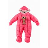 Jaju Baby Ayıcık Figürlü Kapüşonlu Bebek Astronot Tulum, Pembe, 12 Ay