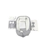Jaju Baby Babynest 7 Parça Set, Gri, Mavi Yıldız Desen, Çift Taraflı, Anne Yanı