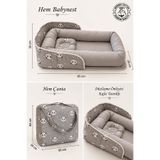 Jaju Baby Babynest Gri Panda Çantalı Bebek Yatağı Taşınabilir Yatak %100 Pamuk Seyahatte,Otelde Arabada...