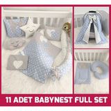 Jaju Baby Babynest Mavi ve Gri Yıldızlı Tam Set Babynest - 100x60 - Gri - Mavi