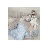 Jaju Baby Babynest Mavi Yıldız Gri Kombin 5 Parça Lüx Jaju-babynest Anne Yanı Bebek Yatağı Set