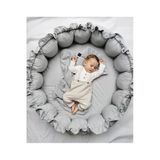Jaju Baby Babynest Organik Kumaş Gri Açılır - Kapanır Oyun Minderi Jaju-babynest Bebek Yatağı Bebek Yuvası