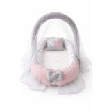 Jaju Baby Babynest Pudra Yıldız Desenli, Cibinlik Tüllü, Oyuncak Askılı, Organik Pamuk