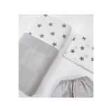 Jaju Baby Bebek Pike Nevresim Takımı – Gri Yıldız Desenli 60x120 70x140 80x130 cm Beşiklere Uyumlu