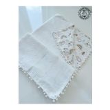 Jaju Baby Beyaz Pike Dağ Kumaş Çok Amaçlı Battaniye 100x100 cm