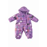 Jaju Baby Desenli Kapüşonlu Bebek Astronot Tulum, Mor, 9 Ay
