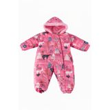 Jaju Baby Desenli Kapüşonlu Bebek Astronot Tulum, Pembe, 9 Ay