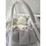 Jaju Baby Düz Gri Tasarım Lüx Oyun Minderi Babynest Cibinlik Tül Oyuncak Aparat Set - 120 x 120 cm