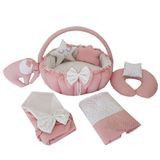 Jaju Baby Düz Pudra Tasarım Lüx Oyun Minderi Babynest 8 Parça Set