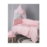 Jaju Baby Fırfırlı Somon 90x190 Renk Beşik/montessori Kenar Koruma Ve Nevresim Takımı Uyku Seti