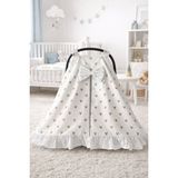 Jaju Baby Gold Poplin Kumaş Fırfırlı Puset Örtüsü - Beyaz