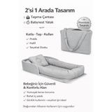 Jaju Baby Gri Babynest Lüx Taşınabilir Çantalı Bebek Yuvası-Yatağı Babynest , Seyahatte, Araçta, Otelde…