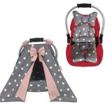 Jaju Baby Gri-Pudra Yıldızlı Puset Örtüsü Çarşaf ve Puset Minderi 3'lü Set