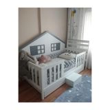 Jaju Baby Gri Renk 90x190 cm 3 Örgü Koruma Montessori/Beşik Yatak Koruyucu