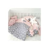 Jaju Baby Gri Yıldızlı Ortopedik Lüx 7'li Babynest Set, Pembe, %100 Organik Pamuk