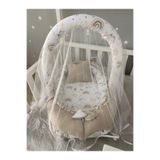 Jaju Baby Kahve Pike Kumaş Kombineli Ponponlu Oyuncak Aparat Ve Tül Babynest Set