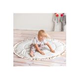 Jaju Baby Krem Püsküllü Oyun Halısı/Oyun Matı Bebek Ve Çocuk Aktivite Halısı