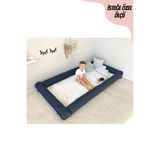 Jaju Baby Lacivert Montessori Yatak Bariyer, 60x120 cm Beşik Kenar Koruma, Organik Pamuk