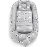 Jaju Baby Lüx Tasarım Panda Desenli Bebek Yastığı ve Pikesi ile Gri Babynest Anne Yanı