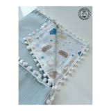 Jaju Baby Mavi Pike Bulut Müslin Çok Amaçlı Battaniye 100x100