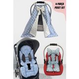 Jaju Baby Mavi Yıldızlı 4 Parçalı Puset Takımı (tutmalı)