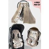 Jaju Baby Müslin Kumaş Tilki Model 4 Parçalı Puset Takımı (Tutmalı)