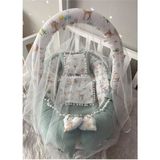 Jaju Baby Nest Wafle Yeşil Pike Poplin Ponponlu Jaju-Babynest ve Yorgan Oyuncak Aparat ve Tül Set - 400 C
