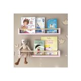 Jaju Baby Pembe Raf Naturel Çıta 60 Cm Çocuk Odası 2'li Montessori Kitaplık Raf Mobilya