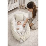 Jaju Baby Ponpon Detaylı Krem Waffle Babynest – Mickey Desenli, Ortopedik Bebek Yatağı