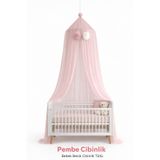 Jaju Baby Pudra Beşik Cibinliği, Tüllü, Pompon Detaylı, 90 x 200 cm