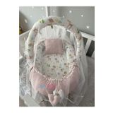 Jaju Baby Pudra Wafle Pike Kumaş Poplin Kumaş Ponponlu Babynest Oyuncak Aparat Ve Tül Set