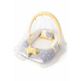 Jaju Baby Sarı - Gri Tasarım Cibinlik Tül Oyuncak Askılı Lüx Tasarım Babynest