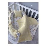 Jaju Baby Sarı Wafle Pike Kumaş Ceylan Tasarım Ponponlu 3'lü Babynest Set