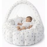 Jaju Baby Sevimli Gri Mouse Açılır - Kapanır Oyun Minderi Cibinlik Aparatlı Babynest - Beyaz