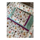 Jaju Baby Sevimli Orman Desenli Ve Yeşil Kombinli 70x140 Bebek Nevresim Takımı Ve Kenar Koruma Set