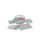 Jaju Baby Su Yeşili Ve Pembe Tasarım Lüx Babynest Oyun Minderi 8 Parça Set