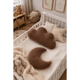 Jaju Baby Teddy Moon Ay Yastık ve Bulut Bebek Çocuk Odası Aksesuarı, 2'li Set, Kahverengi