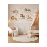Jaju Baby Uyuyan Safari Hayvanları Ahşap MDF Duvar Dekoru, 3 mm MDF, Çift Taraflı Bantlı, Bebek & Çocuk Odası Duvar Süsü, 55905066030555