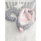 Jaju Babynest Gri Yıldızlı Lüx Ortopedik Baby Nest ve Emzirme Yastığı