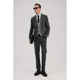 Jakamen Antrasit Slim Fit Kırlangıç Yaka Yelekli Kombinli Takım Elbise - 6 Drop - 48