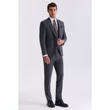Jakamen Antrasit Slim Fit Mono Yaka Yelekli Takım Elbise - 46