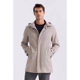 Jakamen Bej Comfort Fit Kapüşonlu Gizli Fermuarlı Klasik Model Mont - 56