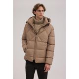 Jakamen Bej Comfort Fit Kapuşonlu Şişme Mont - 56