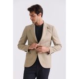 Jakamen Bej Slim Fit Sivri Yaka Keten Spor Ceket - 48