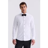 Jakamen Beyaz Slim Fit Ata Yaka Double Manşet Gömlek