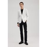 Jakamen Beyaz Slim Fit Mono Yaka Torba Cep Ceket - 46